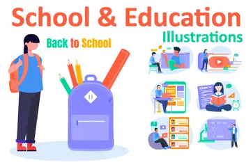 Educación escolar Paquete de Ilustraciones