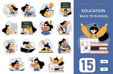 Educación, regreso a la escuela Illustration Pack