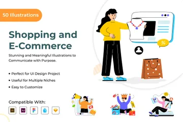 Einkaufen und E-Commerce Illustrationspack