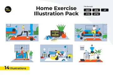 Ejercicio en casa Illustration Pack