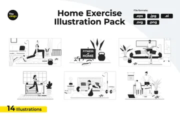 Ejercicio en casa Illustration Pack