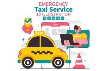 Emergency Taxi Service Illustration Pack