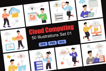 Ensemble informatique en nuage 01 Pack d'Illustrations