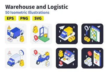 Entrepôt et ensemble logistique 01 Pack d'Illustrations