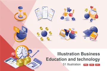 Éducation commerciale et technologie Pack d'Illustrations