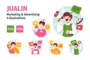 Vendre du marketing Pack d'Illustrations