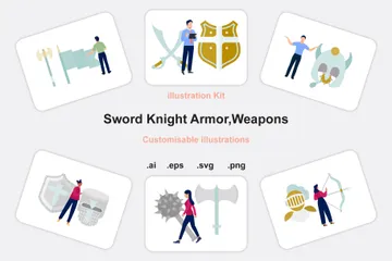 Épée, armure de chevalier, armes Pack d'Illustrations