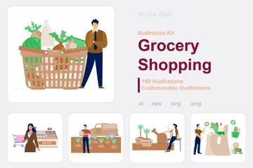 Faire les courses Pack d'Illustrations