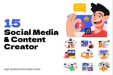 Soziale Medien und Content-Ersteller Illustrationspack