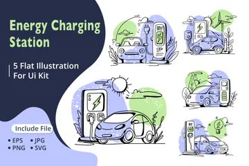 Estação de carregamento de energia Pacote de Ilustrações