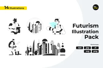 Estilo de vida futurista Illustration Pack