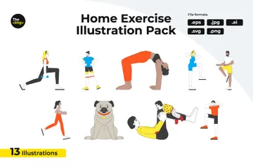 Exercice à la maison Pack d'Illustrations