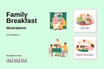 Family Breakfast Illustration Pack