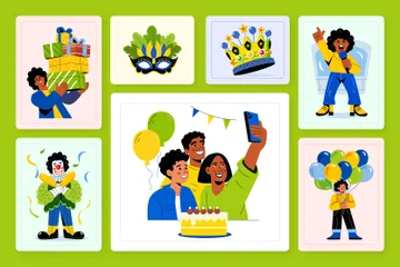 Feliz aniversário Illustration Pack