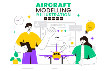 Flugzeugmodellierung und -herstellung Illustrationspack