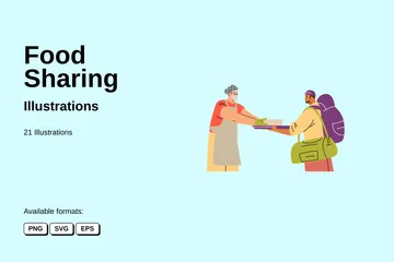 Food Sharing Illustration Pack