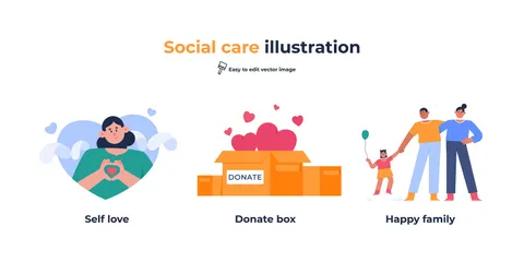 Free La protection sociale Pack d'Illustrations