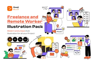 Freelance And Remote Worker Illustration Pack