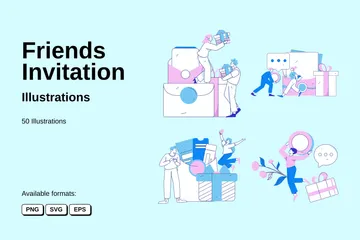 Friends Invitation Illustration Pack