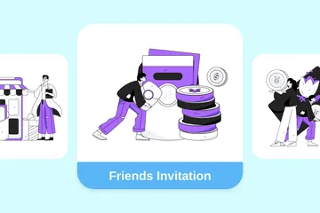 Friends Invitation Illustration Pack