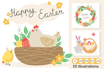 Frohe Ostern Illustrationspack