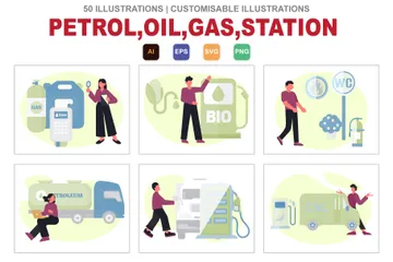 Gasolinera de gasolina Paquete de Ilustraciones