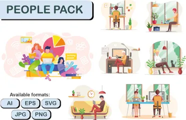 Gente trabajadora Illustration Pack