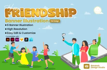 Happy Friendship Day Illustration Pack