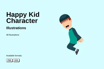 Happy Kid Character Illustration Pack