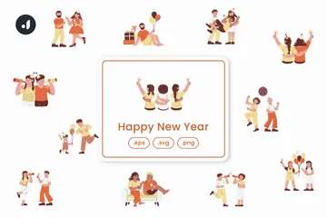 Happy New Year Illustration Pack