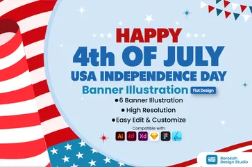 Happy USA Independence Day Illustration Pack