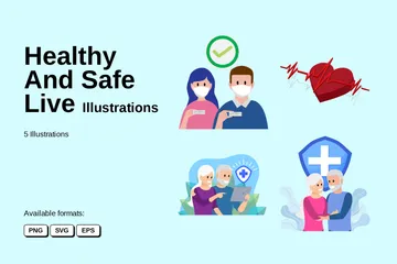 Healthy And Safe Live Illustration Pack