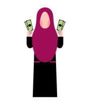 Hijab Woman Holding Money