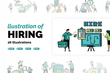 Hiring And Job Vacancy Illustration Pack