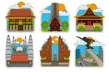 Indonesia Landmark Illustration Pack