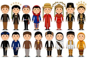 인도네시아 전통의상 일러스트레이션 팩