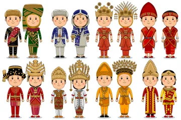 Indonesian Traditional Clothes Illustration Pack