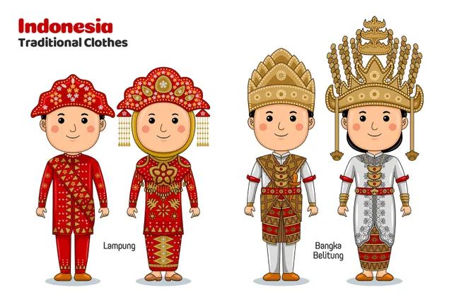 Indonesian Traditional Clothes Illustration Pack - 14 Illustrations ...