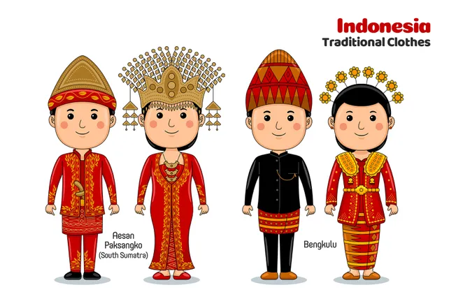 Indonesian Traditional Clothes Illustration Pack - 14 Illustrations ...