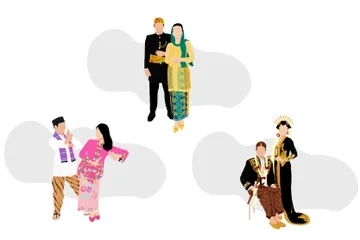 Indonesian Traditional Clothes Illustration Pack