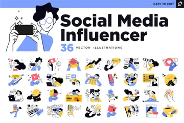 Influenciador de redes sociales Paquete de Ilustraciones