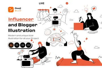 Influencer y blogger Paquete de Ilustraciones