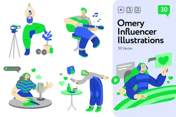 Influenceurs et blogueurs Pack d'Illustrations