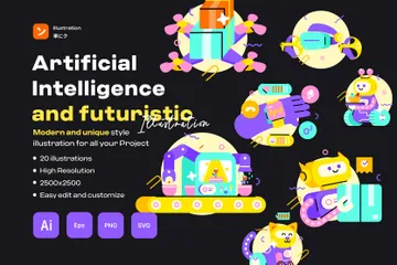 Intelligence artificielle et futuriste Pack d'Illustrations