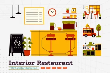 Interior Restaurant Illustration Pack