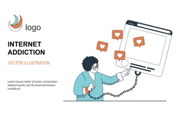 Internet Addiction Illustration Pack