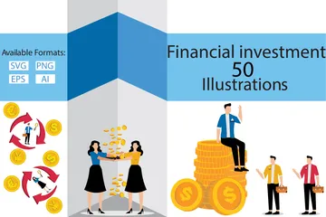 Investimento financeiro Pacote de Ilustrações