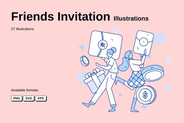 Invitación de amigos Paquete de Ilustraciones