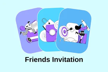 Invitación de amigos Paquete de Ilustraciones