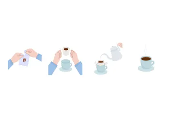 Kaffee machen Illustrationspack